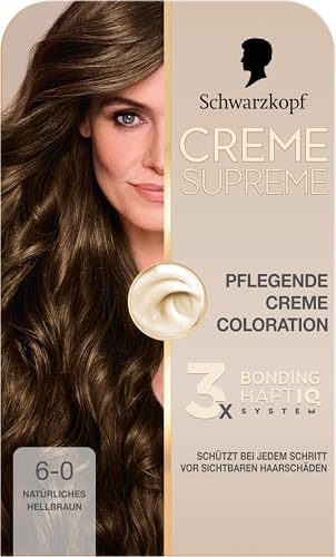 Schwarzkopf Creme Supreme Coloration 6-0 Natürliches Hellbraun (182 ml)