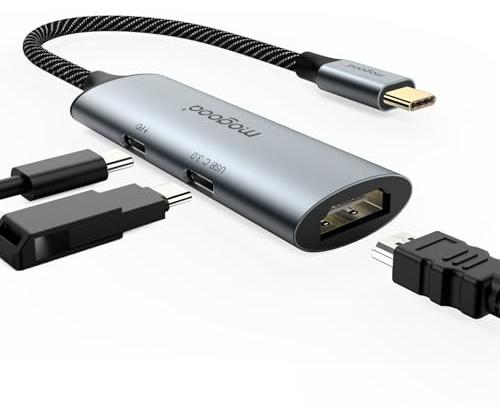 MOGOOD Hub USB C 3in1 HDMI4K30Hz USB3.0 PD100W per MacBook Switch Windows | Custodia alluminio anti-disturbo, ricarica e trasferimento simultanei, compatibile tutti dispositivi USB-C e Thunderbolt 3/4