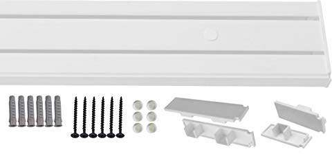 1-2- läufig Gardinenschiene Vorhangschiene Set Vorgebohrt mit Seitendeckel und Montagezubehör 2-laufig 220cm