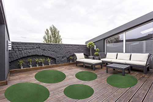 andiamo Kunstrasen Rasenteppich Kunstrasenteppich Field - aus Filz mit Drainage-Nopppen in grün - runder Teppich Ø 130 cm