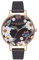 Olivia Burton Analog Quarzuhr für Damen Kollektion Bejewelled Florals mit Schwarzes Lederarmband - OB16BF04