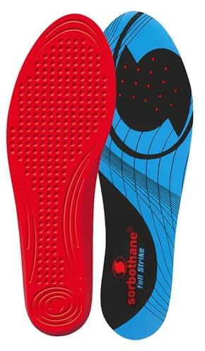 SORBOTHANE Full Strike Insoles, 46-48 (UK11-12.5), Shock Absorbing Shoe Soles for Football Boots, Running, or Walking, Impact Reducing Footbeds for Plantar Fasciitis, Heel Support, and Arch Pain, Blue