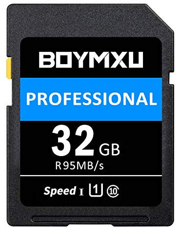 BOYMXU Tarjeta de memoria profesional UHS-I U3 1000 x Clase 10 - 32 GB, compatible con ordenadores, cámaras y videocámaras, velocidad de lectura de hasta 95 MB/s, azul/negro