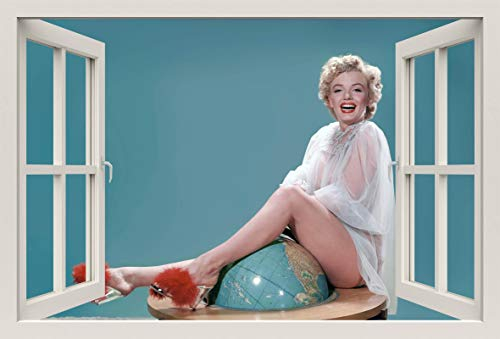 Unified Distribution Marilyn Monroe Ikone Globus - Wandtattoo mit 3D Effekt, Aufkleber für Wände und Türen Größe: 92x61 cm, Stil: Fenster