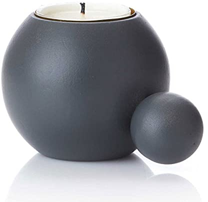 Applicata - Kerzenhalter, Kerzenständer Round N Round - gebeizte Buche - Grau - Ø7,5/9 x H 6 cm