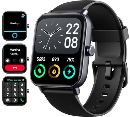 Smart Watch for Men Women - Fitness Tracker [Bluetooth Call&Alexa Built-in] with Heart Rate Monitor, Activity Tracker, Step Counter, Sleep Monitor, Smartwatch for Andriod iOS (Ink Black)