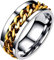 PAADIYA Spinner Ring Frauen Männer Mit drehbarer Kette Titanstahlringe Bier öffnen gotisch Punk Biker Rock Freundschaftsringe Band Ring (Gold, 67 (21.3))