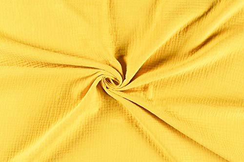 50x130cm Musselin Stoff uni Oeko-Tex zertifiziert Meterware Mulltuch Baumwolle, Farbe:gelb
