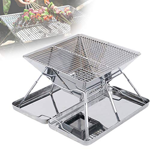 Holzkohlegrill Tragbaren Klappgrill Edelstahl Kohlegrill, BBQ Tischgrill für Picknick im Freien, Tragbar zum Tragen, Sicher und Gesund, Bietet Ihnen Ein Leben in der Freizeit