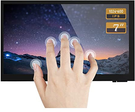 Ingcool 7 pollici HDMI LCD Monitor per Raspberry Pi 1024x600 Capacitivo Touchscreen IPS Schermo Display Supporto Raspbian/Ubuntu/Kali/Retropie/WIN10 IoT, Windows 10/8.1/8/7