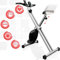 Physionics® Heimtrainer - LCD-Display, Verstellbar, Klappbar, bis 120 kg, Grau, mit Transportrollen, Pulsmesser, Telefonhalterung - Ergometer, Fahrradtrainer, Hometrainer, Fitnessfahrrad, Fitnessbike