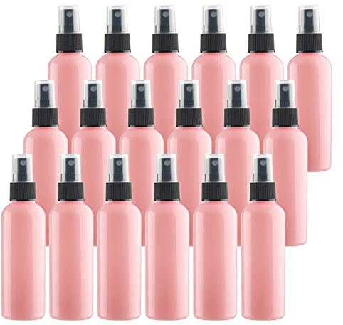 TIANZD 24 Pieces Empty 100 ml Pink PET Plastic Fine Mist Pump Spray Bottles with Black Top Portable Sprayer for Perfume Water Cosmetic Travel Containers Refillable, 2x Funnel