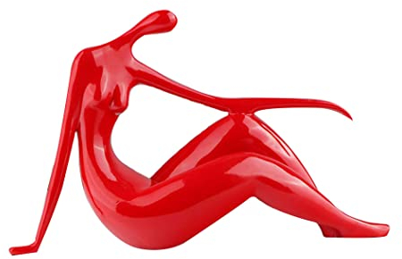 LGYKUMEG Tischdekoration, Moderne dekorative nackte Frauenskulptur, Figuren für Frauen, Körperkunst Extrem einfache Statue Charakter, HomeOffice Bücherregal Dekor,Rot,38 * 22cm