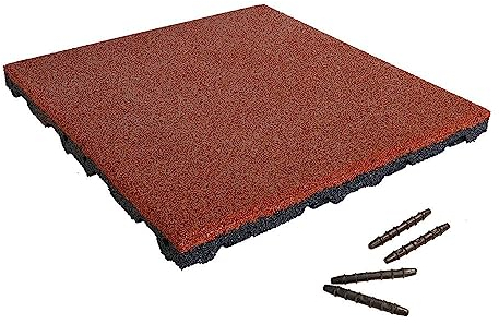 Vivol Fallschutzmatten mit Stecksystem - 50x50cm TÜV Geprüfte Qualitäts Bodenschutzmatte für Spielplatz, Kita, Schule - Unterlegmatte für Fitness und Crossfit - Zuschneidbar (55mm, Rot)