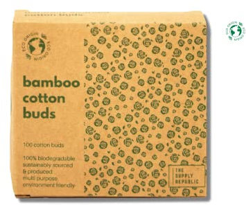 100 Bambus-Wattestäbchen, 100 % umweltfreundlich, biologisch abbaubar, 100 Stück