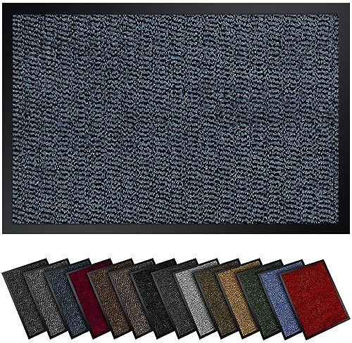 Gentle North Hochwertige Fußmatte blau schwarz 90x150cm groß für Innen & Außen - Schmutzfangmatte rutschfest, waschbar & wetterfest - Fussmatte für Eingangsbereich & Aussenbereich - Läufer Flur dünn