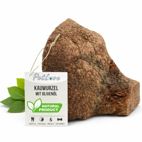PetLove Kauwurzel für Hunde mit Olivenöl, Kauholz XL (751-1000g) | Natürliche Kauwurzel mit Olivenöl für große Hunde, langlebiges Kauspielzeug zur Zahnpflege mit Mineralien