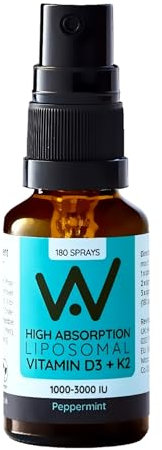 WELL ACTUALLY Liposomal Vitamin D3 + K2 Spray - High Bioavailability - High Absorption Vegan Vitamin D3 2000 IU & Vitamin K2-7 100mcg as Menaquinone-7 MK-7 - Peppermint (180 Sprays)
