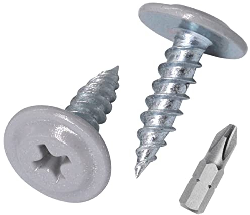 SKIR'CO Lot de 50 vis à bois autotaraudeuses peintes 4,2 x 16 mm, vis en métal, tête de réglage modifiée Phillips (aluminium blanc RAL 9006)