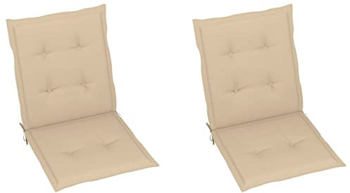 Gecheer Gartenstuhl Auflage 2 STK. Beige 100 x 50 x 3 cm Hochlehner Stuhlauflage Sitzkissen Kissen
