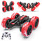 BEZGAR TD202MINI Ferngesteuertes Auto - 4WD 2,4 GHz Doppelseitiges RC Stunt Car, 360° drehendes RC Auto mit LED-Licht, Wiederaufladbare Spielzeug Geschenke für Jungen Kinder Mädchen, Rot