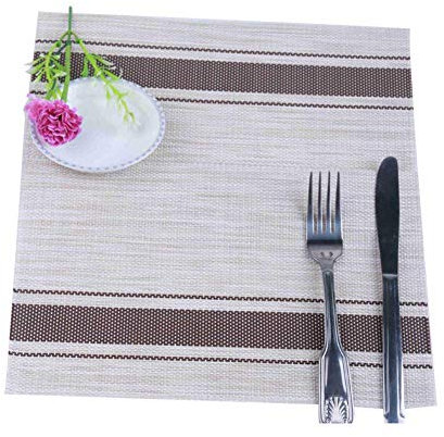 4PCS PVC Eco-Friend Set de Table, Vaisselle Antidérapante Résistant à la Chaleur Imperméable Tapis de Table sous-Verre Accessoire Bleu Clair (Taille Unique Café)