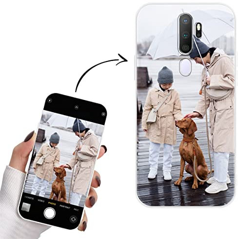 Yoedge Coque Personnalisée pour Oppo A5 2020 / A9 2020 Case 6,5 Personnalisable Housse avec Votre Propre Photo Image Texte Nom Étuis Souple TPU Personnaliser Custom Bianco Cover pour Oppo A9 2020