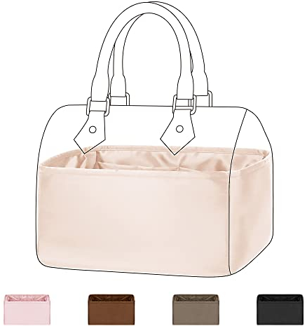 DGAZ Handtasche Tasche Organizer, Seide Innentaschen für LV Speedy Nano/20/25/30/35/40/45 Tasche, Leicht Handtaschenorganisator für Handtasche (Craie, Speedy 30)