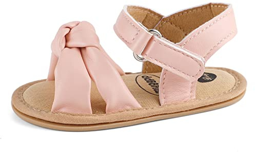 LACOFIA Baby Girls Sandals Infant Summer Shoes Anti-Slip First Walking Shoes Pink 12-18 Months