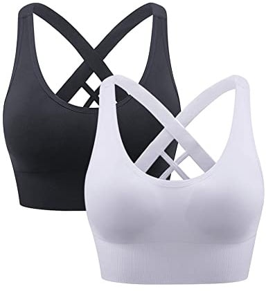 Heersan Damen Sport BH Starker Halt, Push-up Yoga BHS, ohne Bügel Sport Bra | Nahtloser Sport-Büstenhalter, Crossback Design, Abnehmbare Polster, Sport-BHs Ideal für Laufen, Joggen, Fitness