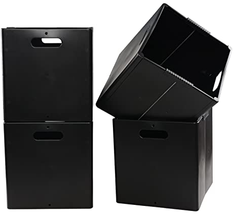 Leendines Collapsible Storage Cubes, 4-pack Plastic Foldable Cube Storage Boxes