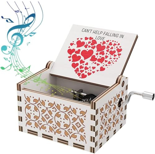 Lvjkes Carillon, Scatola Musicale in Legno, Scatola Musicale a manovella, Scatola Musicale Classica intagliata, Ornamenti nostalgici Fatti a Mano per Bambini/Compleanno/Natale/San Valentino - Amore