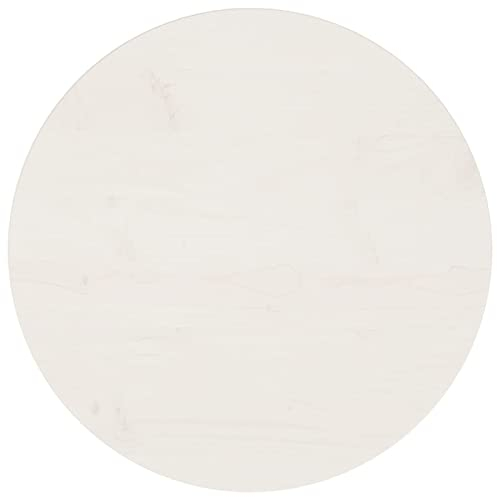 BaraSh Tischplatte Weiß Ø50x2,5 cm Massivholz Kiefer Schreibtisch Massivholz Holz-MittelstüCk FüR Tisch