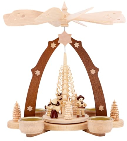 SCHENK HOLZKUNST Teelichtpyramide Weihnachtsmarkt