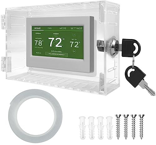 HAIJED Thermostat Box with 2 Keys, Thermostat Protective Cover, Acrylic Thermostat Guard Box, Wall Mounted Thermostat Cover Box for Restaurants, Wall Ac Panel, School