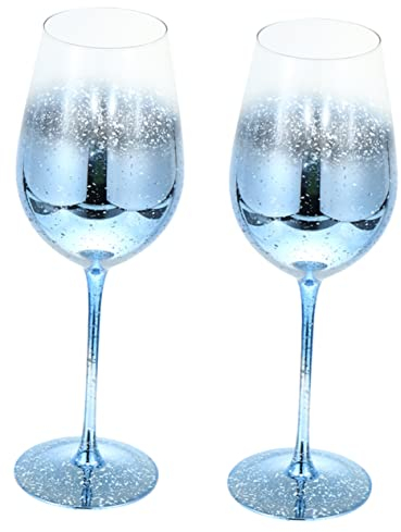 Zerodeko Vintage Style Small Wine Glasses Sky Crystal Glass Goblets Reusable Party Cups for Wedding Anniversary