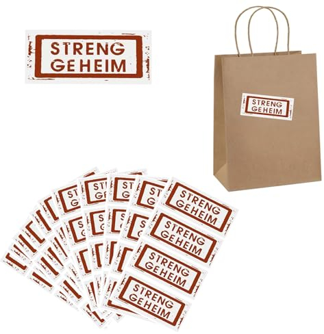 Xinfin 48pcs “Streng Geheim” Sticker Aufkleber für Party Tüten Geschenktüten Mitgebseltüten Tüten Geburtstagstüten Detektivparty Kindergeburtstag (Streng Geheim)