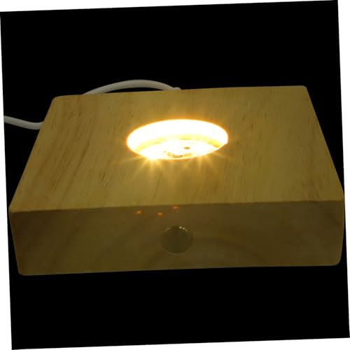 Hoement Led Leuchtfuß Holzsockel Led Nachtlicht Cocktail Untersetzer Warmweiß Quadratisch Stabile Holzbasis Für Kristallglas Dekoration Geschenk
