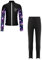 Freebily Kinder Eiskunstlauf Anzug Mädchen Bedruckte Jacke Glitzer Strass Eiskunstlauf Hose Set Wettkampf Workout Sport Outfit Skating Suit Schwarz 134-140