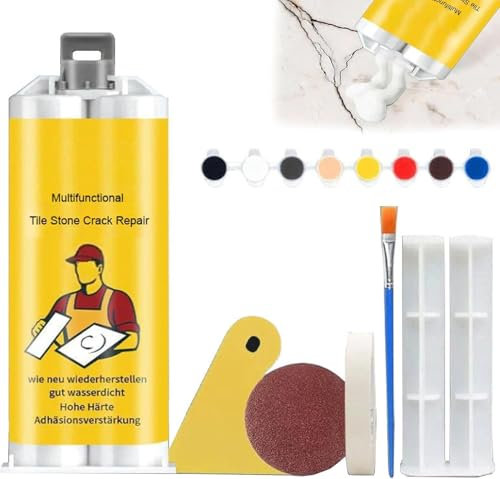 Kit de réparation de fissures de pierre de carrelage multifonctionnel, en granit et marbre pâte de réparation et de vernis en céramique, pour réparer la porcelaine de comptoir de baignoire fissurée