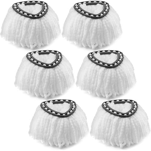 Mop Head Replacement Compatible with Vileda EasyWring Clean Turbo Classic Spin Microfibre Mop Universal,Spin Mop Replacement Head Mop Refill, White, 6 Packs