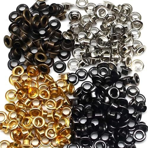 400 piezas de Ojetes y 400 piezas de arandela, ojales de metal remaches ojales con arandelas para tarjeta de decoración de cuero Craft,Kit Ojetes Metalicos 5,5 mm, para ropa, cuero, telas, lona