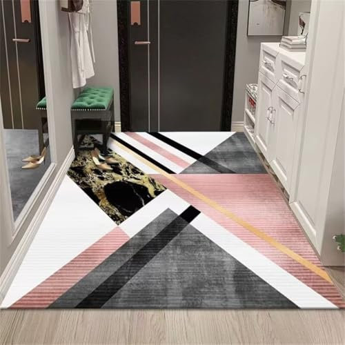 DJHWWD 80X120cm Salon Complet Tapis d' eveil Tapis d'intérieur rectangulaire pour Porte, Gris, Rose, antidérapant et antichute Tapis d eveil Chambre