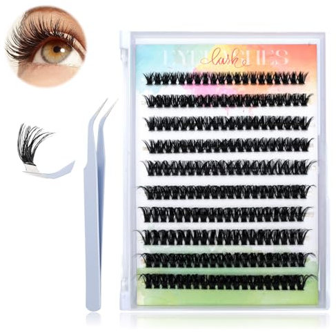 Selbstklebende Wimpern, 200 Stück Verlängerungsset Mit Pinzette, 60D Curl wimpern, Künstliche Natürliche wimperns, Selbstklebend Presse auf Wimpern, Wiederverwendbar (9-16mm)