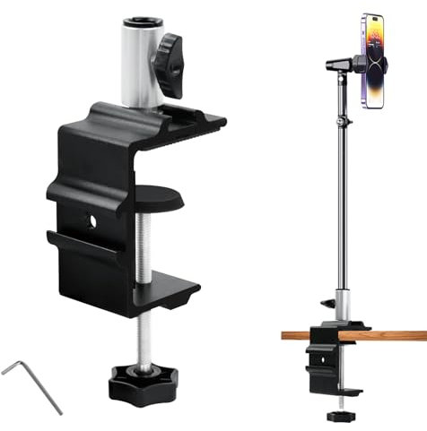 C-Clamp Base Stand Mounting Accessory, Tisch Halterung für Mikrofon mit Einstellbarer Schraube Metall Befestigungsschelle Hänge Ausleger Ständer Halter, Robuster Mikrofone Arm Klemme, 1pcs