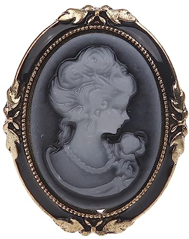1 x Queen Lady Vintage viktorianische Kamee schwarze Bronze-Brosche