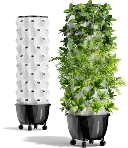 HIQIDI Torre de Cultivo hidropónico, Sistema de Cultivo hidropónico de Tanque Grande, Torre de Cultivo Vertical, jardín aeropónico Independiente para Hierbas, Frutas y Verduras
