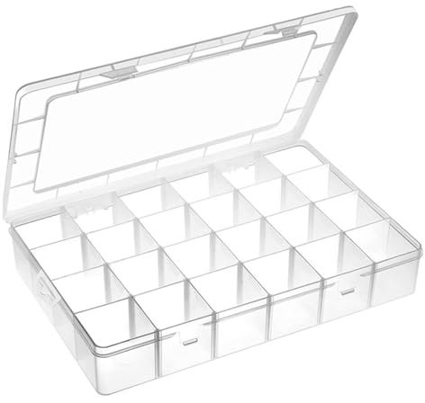 24 Grids Large Plastic Storage Box, Plastic Organizer Container, Bead Storage Box, Stackable Organizer Container with Removable Grids Compartments for Craft DIY Diamond Small Parts
