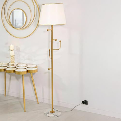 Dmora Stehlampe Borbona Weiß, Schirm E27 Fassung