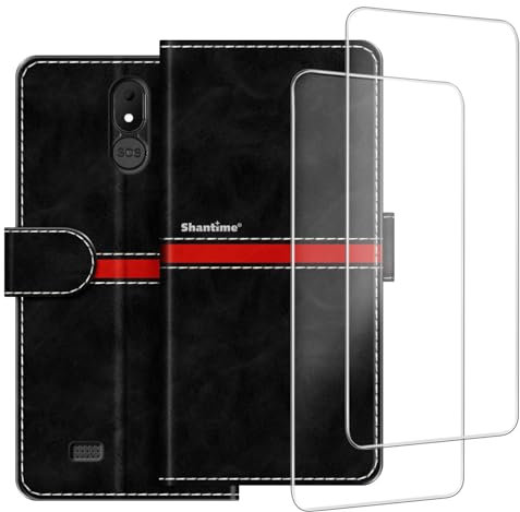 Colorblock - Custodia a portafoglio in pelle PU + 2 pellicole proteggi schermo in vetro temperato compatibile con Brondi Amico Vero 4G, custodia sottile e resistente, con scomparti per schede
